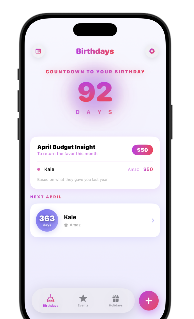 The original three-tab navigation as it existed before the day-five conversation.