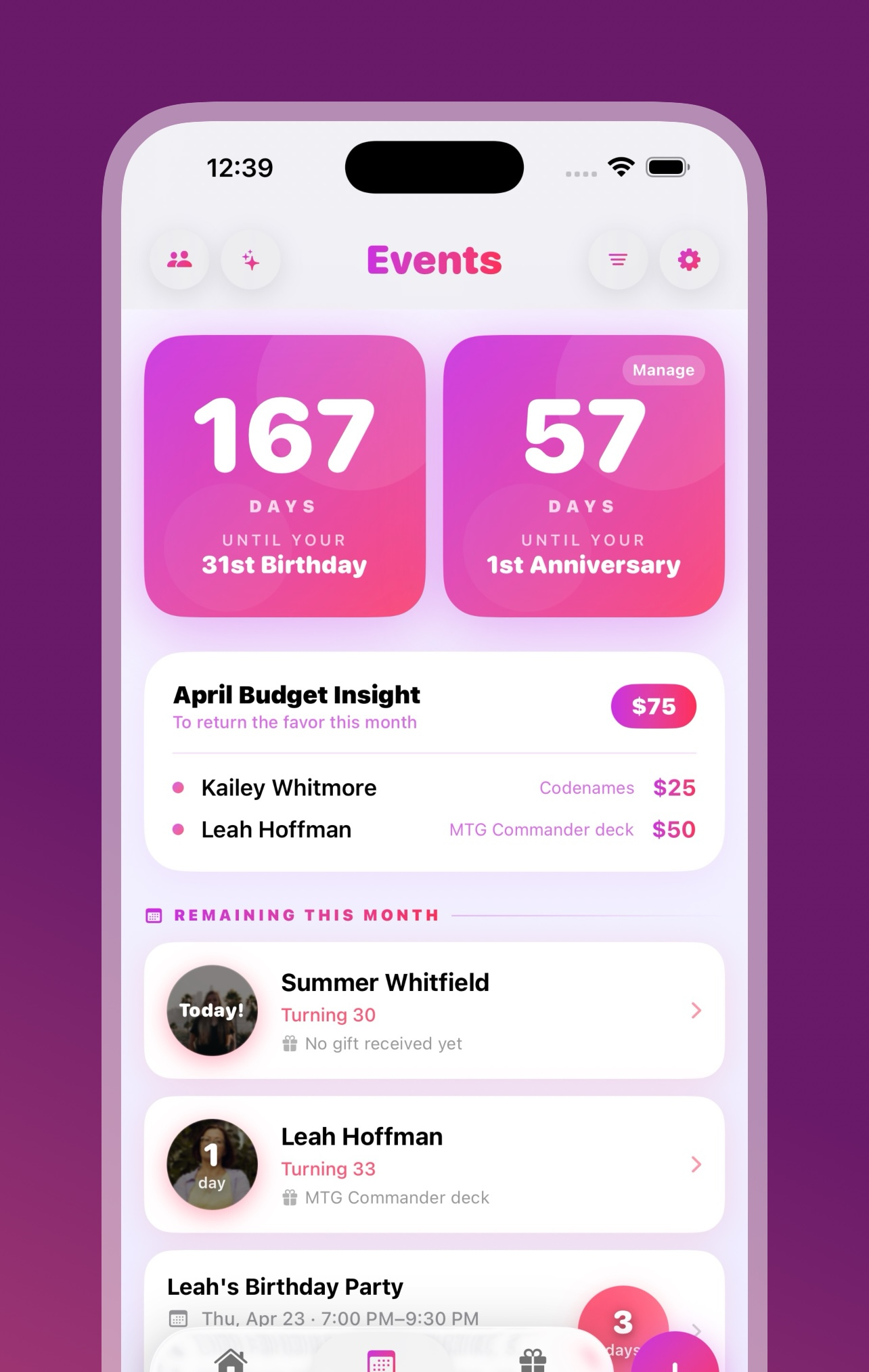 Events tab on the App Store.